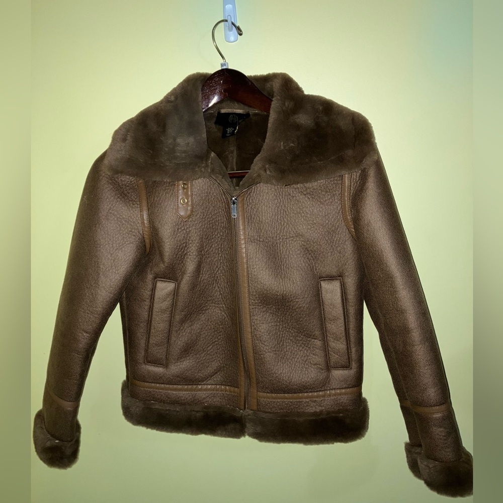 House of Harlow 1960 faux suede fur lined aviator bomber jacket coat XS NWOT - Picture 4 of 10